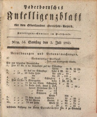 Paderbornsches Intelligenzblatt Samstag 5. Juli 1845