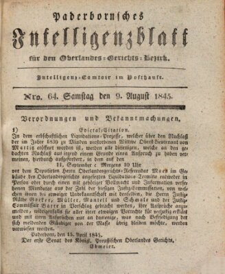 Paderbornsches Intelligenzblatt Samstag 9. August 1845