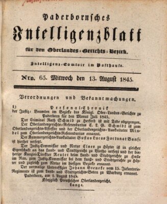 Paderbornsches Intelligenzblatt Mittwoch 13. August 1845