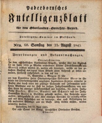 Paderbornsches Intelligenzblatt Samstag 23. August 1845