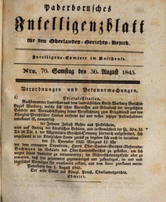 Paderbornsches Intelligenzblatt Samstag 30. August 1845