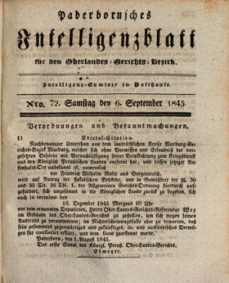 Paderbornsches Intelligenzblatt Samstag 6. September 1845