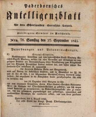 Paderbornsches Intelligenzblatt Samstag 27. September 1845