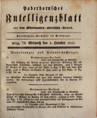 Paderbornsches Intelligenzblatt Mittwoch 1. Oktober 1845