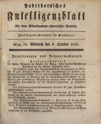 Paderbornsches Intelligenzblatt Mittwoch 8. Oktober 1845