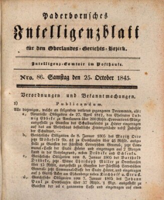 Paderbornsches Intelligenzblatt Samstag 25. Oktober 1845