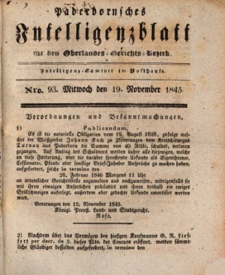 Paderbornsches Intelligenzblatt Mittwoch 19. November 1845