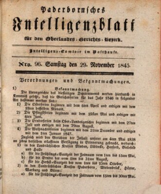 Paderbornsches Intelligenzblatt Samstag 29. November 1845