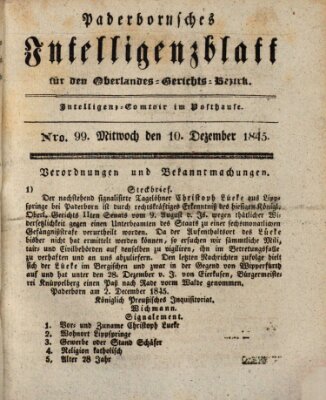 Paderbornsches Intelligenzblatt Mittwoch 10. Dezember 1845