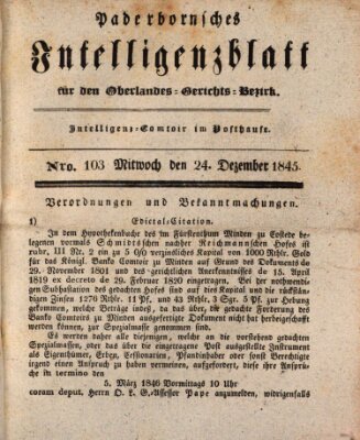 Paderbornsches Intelligenzblatt Mittwoch 24. Dezember 1845