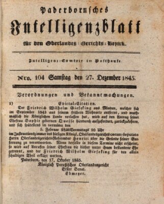 Paderbornsches Intelligenzblatt Samstag 27. Dezember 1845