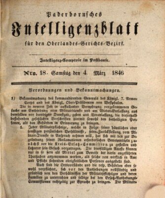 Paderbornsches Intelligenzblatt Mittwoch 4. März 1846