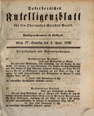 Paderbornsches Intelligenzblatt Samstag 4. April 1846