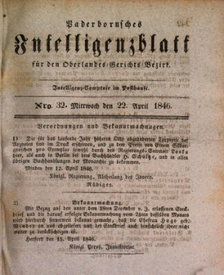 Paderbornsches Intelligenzblatt Wednesday 22. April 1846