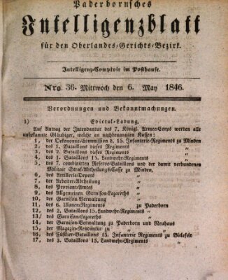 Paderbornsches Intelligenzblatt Mittwoch 6. Mai 1846