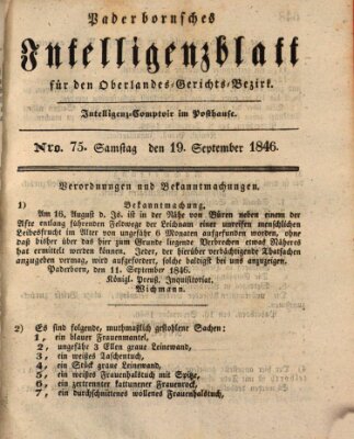 Paderbornsches Intelligenzblatt Samstag 19. September 1846