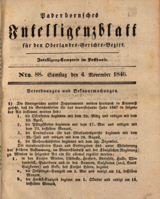 Paderbornsches Intelligenzblatt Mittwoch 4. November 1846