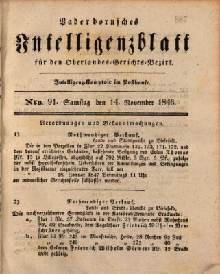 Paderbornsches Intelligenzblatt Samstag 14. November 1846