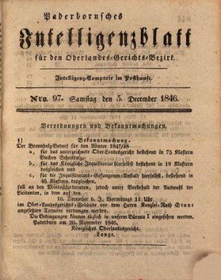 Paderbornsches Intelligenzblatt Samstag 5. Dezember 1846