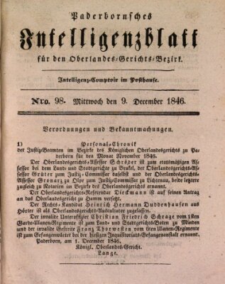 Paderbornsches Intelligenzblatt Mittwoch 9. Dezember 1846