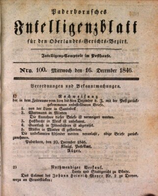 Paderbornsches Intelligenzblatt Mittwoch 16. Dezember 1846