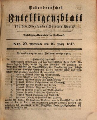 Paderbornsches Intelligenzblatt Mittwoch 10. März 1847