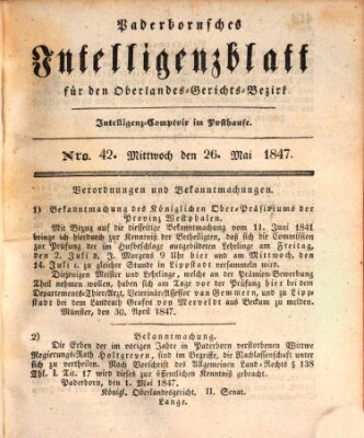 Paderbornsches Intelligenzblatt Mittwoch 26. Mai 1847