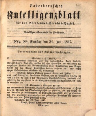 Paderbornsches Intelligenzblatt Samstag 24. Juli 1847