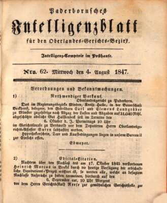 Paderbornsches Intelligenzblatt Mittwoch 4. August 1847