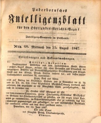 Paderbornsches Intelligenzblatt Mittwoch 25. August 1847