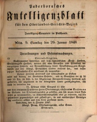 Paderbornsches Intelligenzblatt Samstag 29. Januar 1848