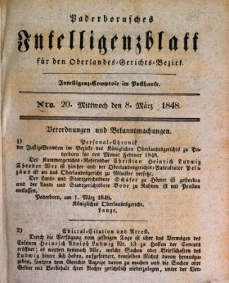 Paderbornsches Intelligenzblatt Mittwoch 8. März 1848