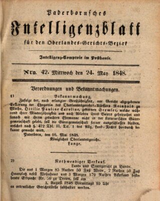 Paderbornsches Intelligenzblatt Mittwoch 24. Mai 1848