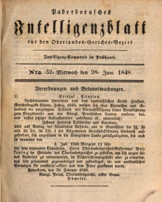 Paderbornsches Intelligenzblatt Mittwoch 28. Juni 1848