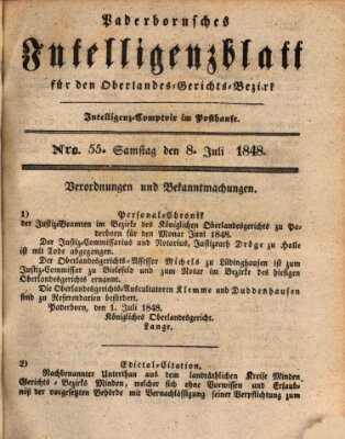 Paderbornsches Intelligenzblatt Samstag 8. Juli 1848