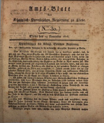 Amtsblatt der Königlichen Regierung zu Cleve Mittwoch 13. November 1816