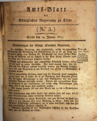 Amtsblatt der Königlichen Regierung zu Cleve Mittwoch 29. Januar 1817