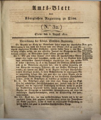 Amtsblatt der Königlichen Regierung zu Cleve Mittwoch 6. August 1817