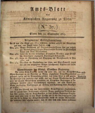 Amtsblatt der Königlichen Regierung zu Cleve Mittwoch 10. September 1817