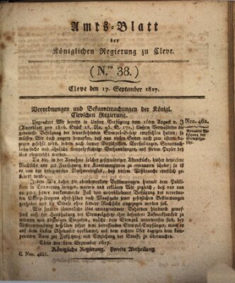 Amtsblatt der Königlichen Regierung zu Cleve Mittwoch 17. September 1817