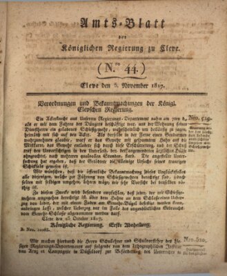 Amtsblatt der Königlichen Regierung zu Cleve Mittwoch 5. November 1817