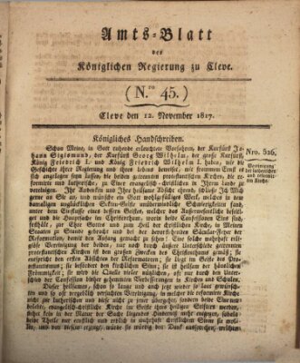 Amtsblatt der Königlichen Regierung zu Cleve Mittwoch 12. November 1817