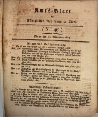 Amtsblatt der Königlichen Regierung zu Cleve Mittwoch 19. November 1817