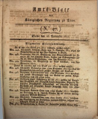 Amtsblatt der Königlichen Regierung zu Cleve Mittwoch 26. November 1817