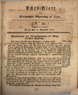 Amtsblatt der Königlichen Regierung zu Cleve Mittwoch 17. Dezember 1817