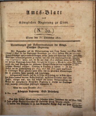 Amtsblatt der Königlichen Regierung zu Cleve Mittwoch 31. Dezember 1817