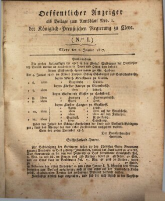 Amtsblatt der Königlichen Regierung zu Cleve Mittwoch 1. Januar 1817