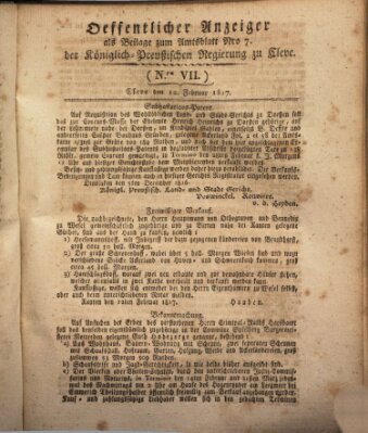 Amtsblatt der Königlichen Regierung zu Cleve Mittwoch 12. Februar 1817