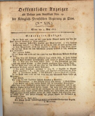 Amtsblatt der Königlichen Regierung zu Cleve Mittwoch 7. Mai 1817