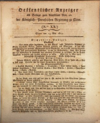 Amtsblatt der Königlichen Regierung zu Cleve Mittwoch 14. Mai 1817